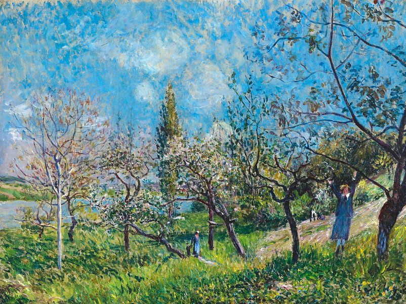 Obstgarten im Frühling, Alfred Sisley von Meesterlijcke Meesters