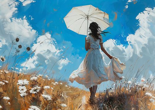 Jonge vrouw met parasol