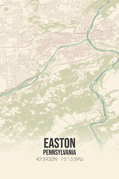 Vintage map of Easton (Pennsylvania), USA. by Prints of Place