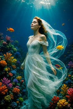 Bride of the Deep - A silent dance in the coral kingdom by Klaus Tesching - Art-AI