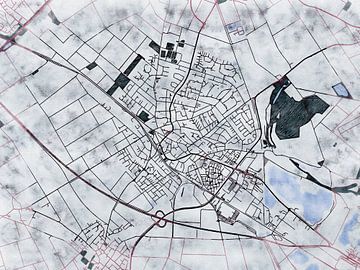 Kaart van Pulheim in de stijl 'White Winter' van Maporia