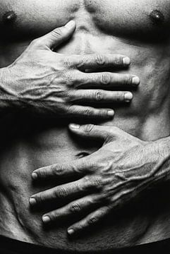Torso with Hands, Black and White Image by Markus Gann