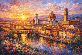 Florence in Italië, een impressionistisch schilderij. van Galerij Hoppenbrouwers