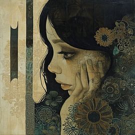 Zartes Profil mit Blumen von Kunst Laune