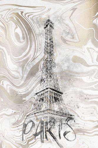 Modern Art EIFFEL TOWER | watercolor gold