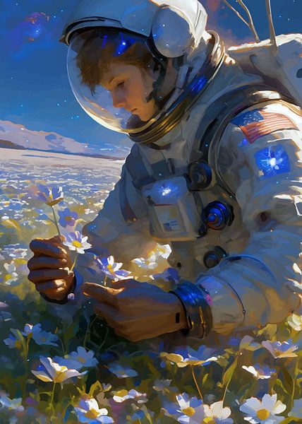 Astronaut op tuinbloem van MIROKKU