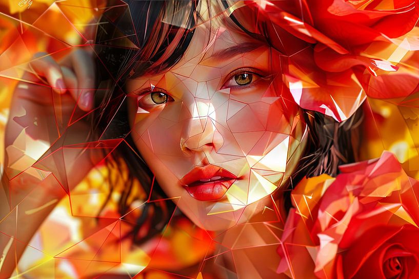 femme avec des fleurs par Egon Zitter