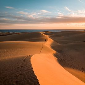 Zandduinen Gran Canaria tijdens zonsondergang van Visuals by Justin