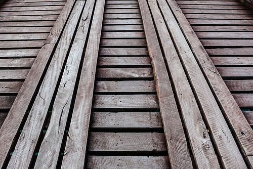Echafaudage planches de bois