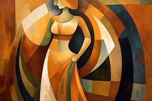 Abstract Painting of a Woman in Shades of Brown