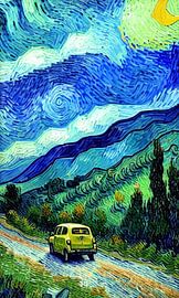 Ein Auto durch die Hügellandschaft von Renato Daub