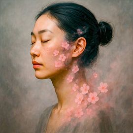 Faces of light: Blossoming in the breath of silence by Klaus Tesching - Art-AI