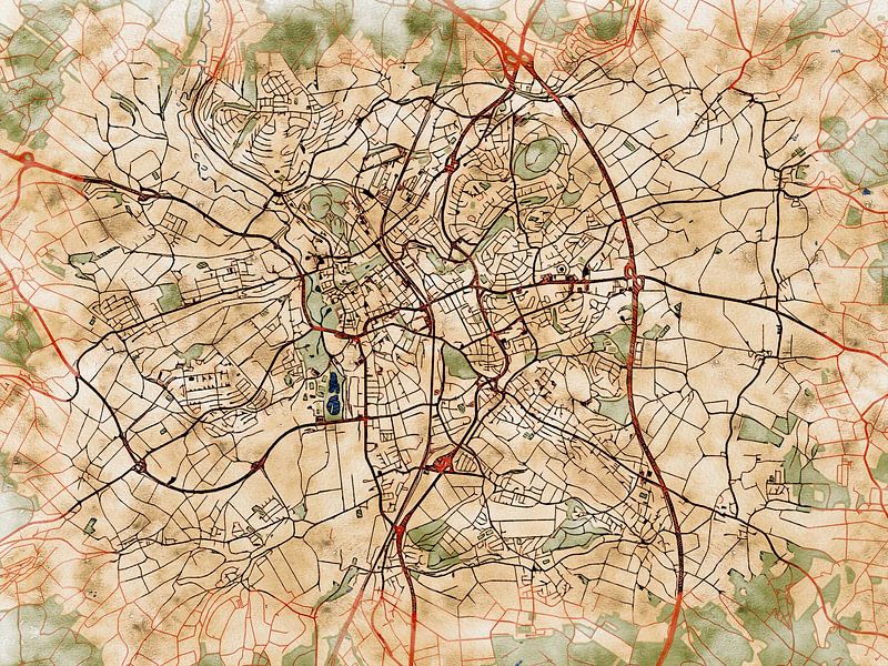 Kaart van Fulda in de stijl 'Serene Summer' van Maporia