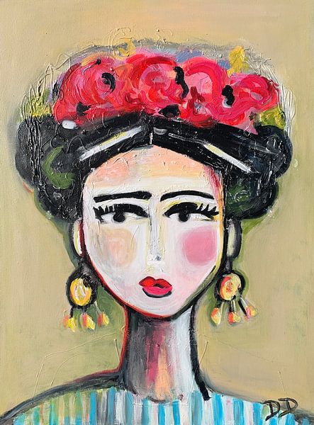Frida with Roses van Frida Kahlo van Danielle Ducheine