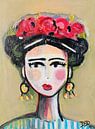 Frida avec des roses - Frida Kahlo par Danielle Ducheine Aperçu