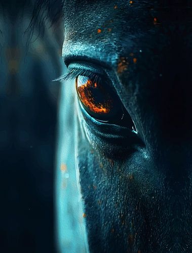 Majestic Horse Eye Muurkunst - Dramatische Close-Up Reflectie Moderne Dierlijke Print