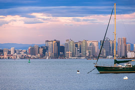 Cityscape with Sailboat At Dusk - San Diego by Joseph S Giacalone Photography