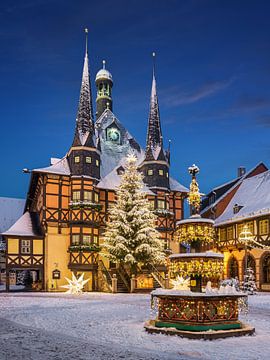Kerstmis in Wernigerode, Duitsland van Michael Abid
