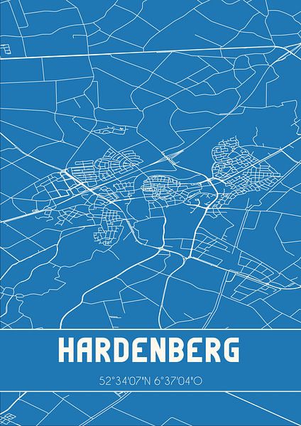 Blueprint | Map | Hardenberg (Overijssel) by Prints of Place