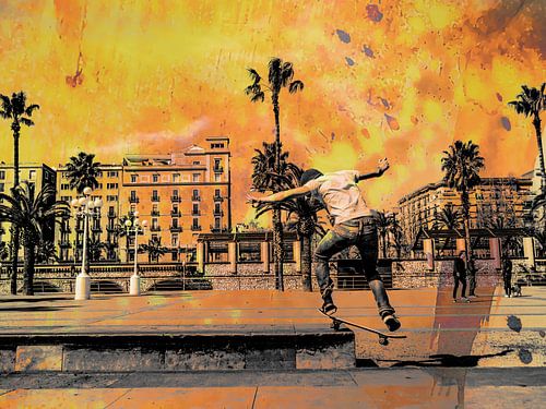 Skater in vuur en vlam