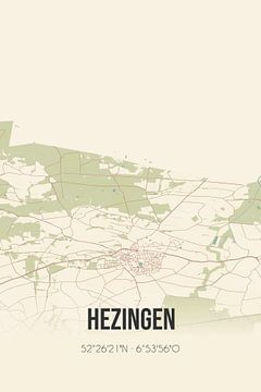 Vintage landkaart van Hezingen (Overijssel) van Rezona
