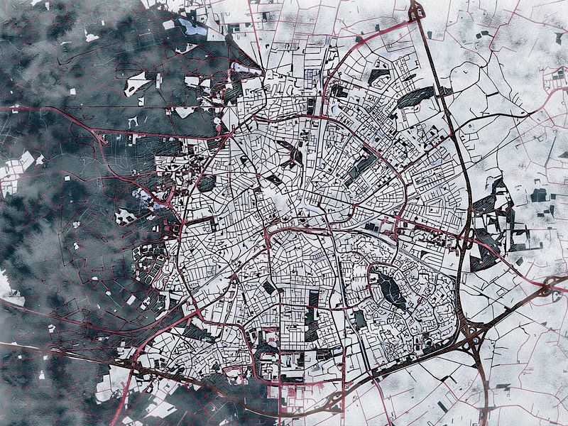 Map of Apeldoorn with the style 'White Winter' by Maporia