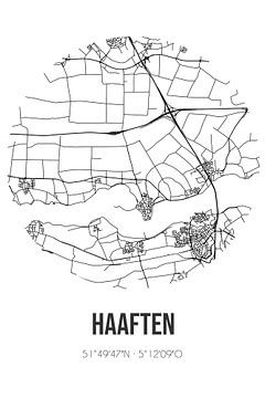 Haaften (Gelderland) | Landkaart | Zwart-wit van Rezona