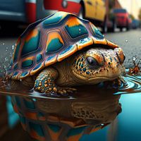 Traurige Schildkröte auf der Straße - Fantasy