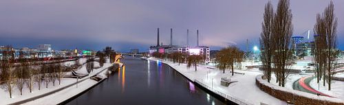 With snow at the canal Panorama