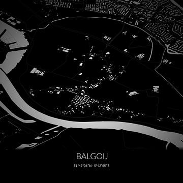 Schwarz-weiße Karte von Balgoij, Gelderland. von Rezona