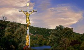 Crucifix in Dollnstein on a bridge over the Altmühl by ManfredFotos