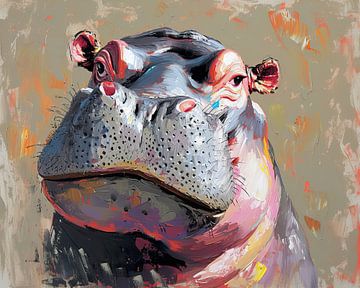 Nijlpaard Abstract | Hippo Mirage van Kunst Kriebels
