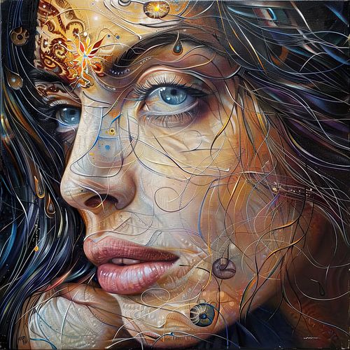 vrouw mozaiek fresco stijl