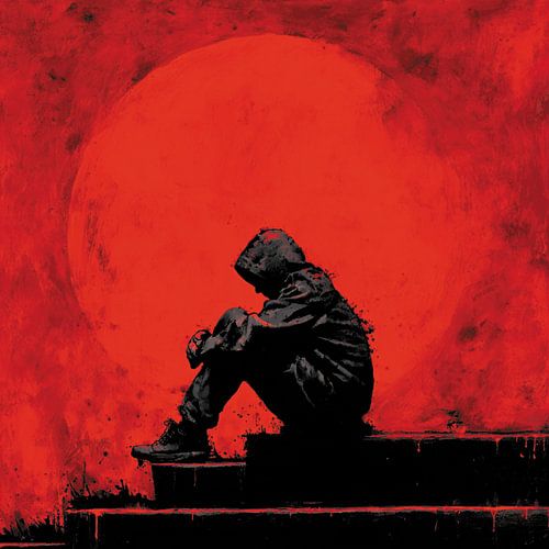 Alone in the red bubble van Ellen Novara-da Lima