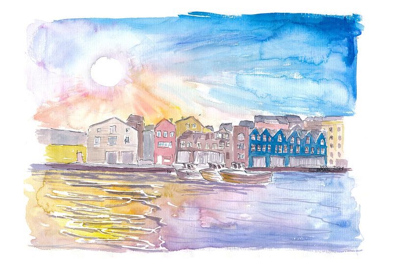 Torshavn harbour scene Faroe Islands Tinganes Streymoy by Markus Bleichner