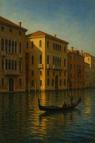 Venetiaanse sereniteit in de namiddag - gondel onder gouden licht