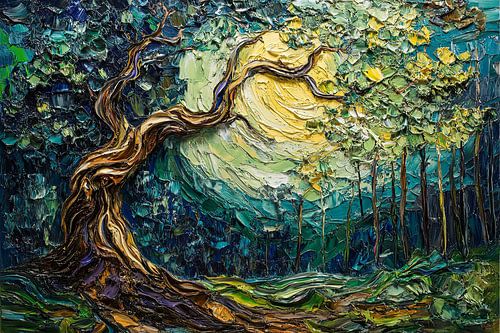 olieverfschilderij spiritueel bos