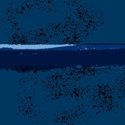 Moderne abstracte kunst. Landschap in blauwe kleuren.