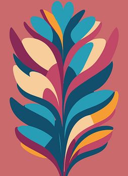 Minimalistisch abstracte plant kleurrijk