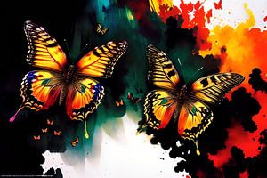Symphonie d'ailes : un papillon multicolore à la conquête du ciel sur ButterflyPix