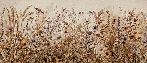 Serene Botanical Wildflower Meadow in Panoramic Format