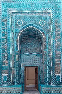 Ingang mausoleum | reisfotografie print | Samarkand, Oezbekistan van Kimberley Jekel