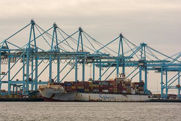 Containerschip Safmarine Mafadi in de haven Rotterdam. van scheepskijkerhavenfotografie