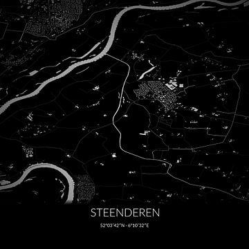Zwart-witte landkaart van Steenderen, Gelderland. van Rezona