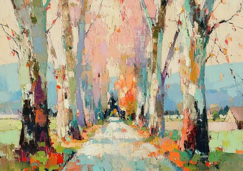 Pad door een impressionistisch landschap