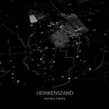 Schwarz-weiße Karte von Heinkenszand, Zeeland. von Rezona