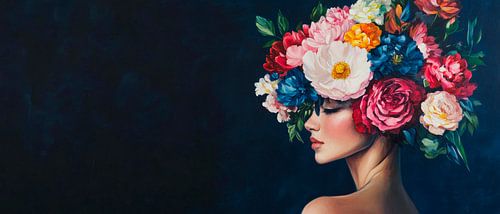 Florale elegantie: vrouw met bloemenkrans