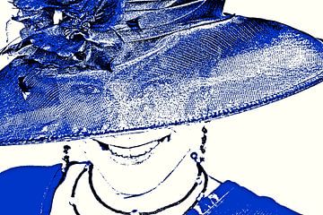 Vrouw met hoed mixed media van Werner Lehmann