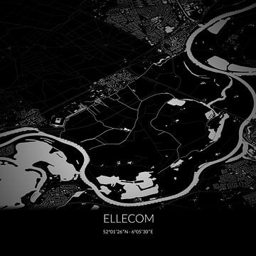 Black-and-white map of Ellecom, Gelderland. by Rezona