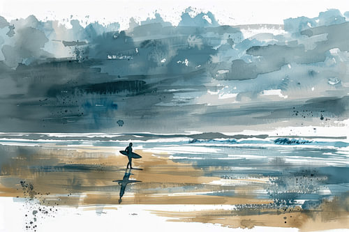 Painting, watercolour, surfing -2